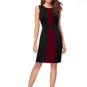 Lauren Ralph Lauren Mini Dress Colorblock Black Burgundy Plum Dark red 10